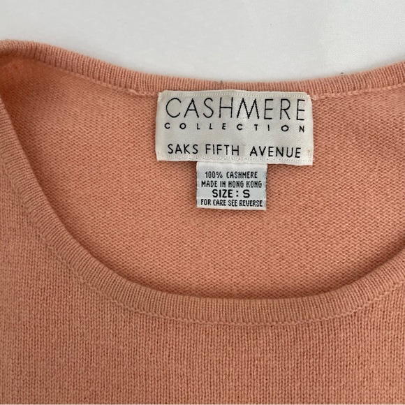 Cashmere Collection Saks Fifth Avenue Short Sleeve Top Size S Dusty Coral - Picture 3 of 7